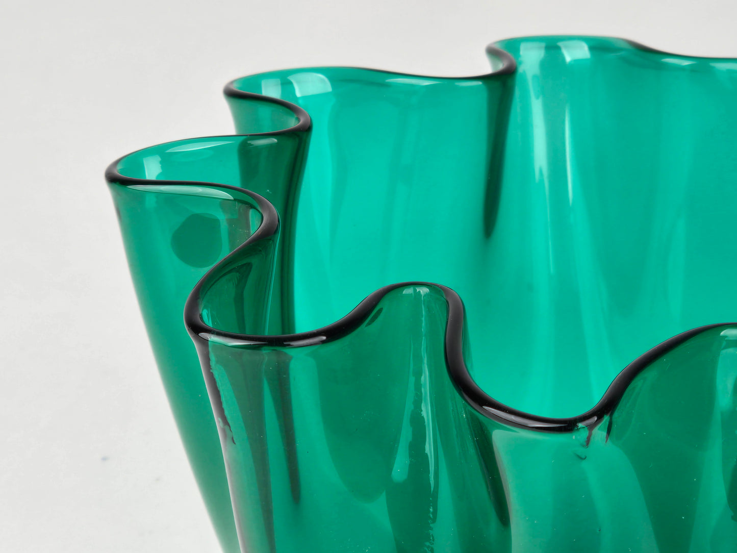 VENINI MURANO Schale Fazzoletto Bianconi Glas Grün Vintage Italinienisch 50er