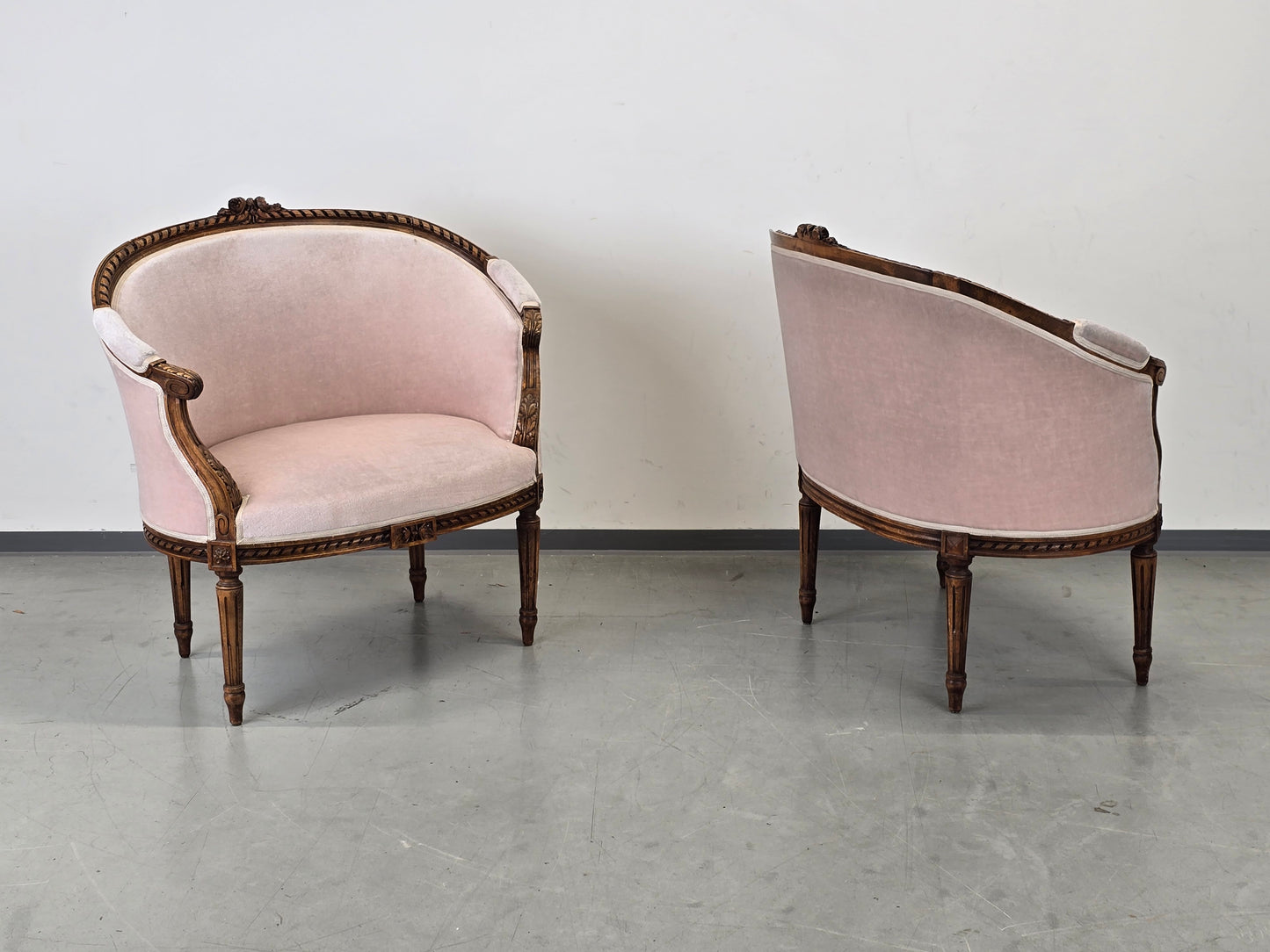 SESSEL ANTIK Barock Stil Rosa Samt Cocktailsessel Vintage Shabby Chic