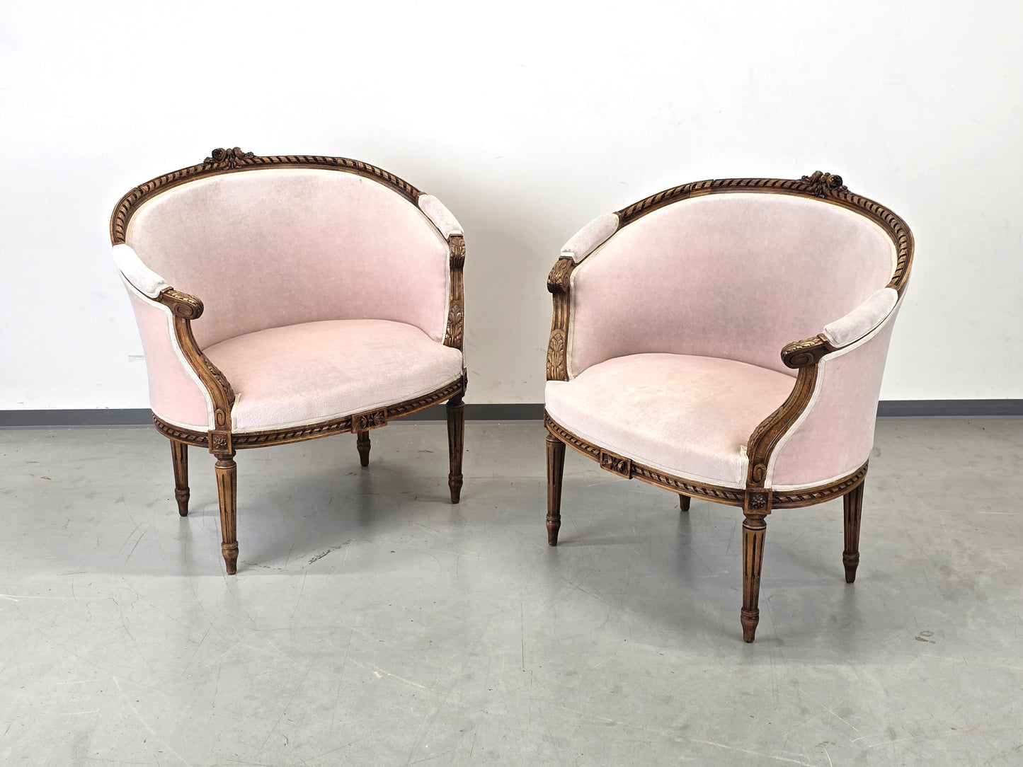 SESSEL ANTIK Barock Stil Rosa Samt Cocktailsessel Vintage Shabby Chic