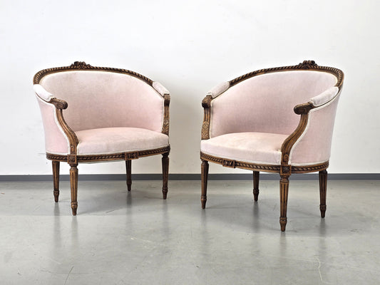 SESSEL ANTIK Barock Stil Rosa Samt Cocktailsessel Vintage Shabby Chic