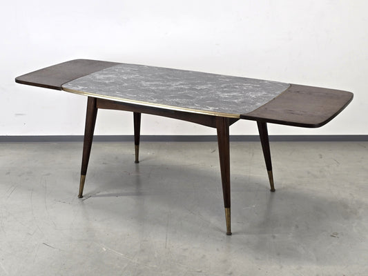 VINTAGE ESSTISCH Kurbeltisch Couchtisch Schreibtisch Ausziehbar Marmor-Optik 60er Mid Century