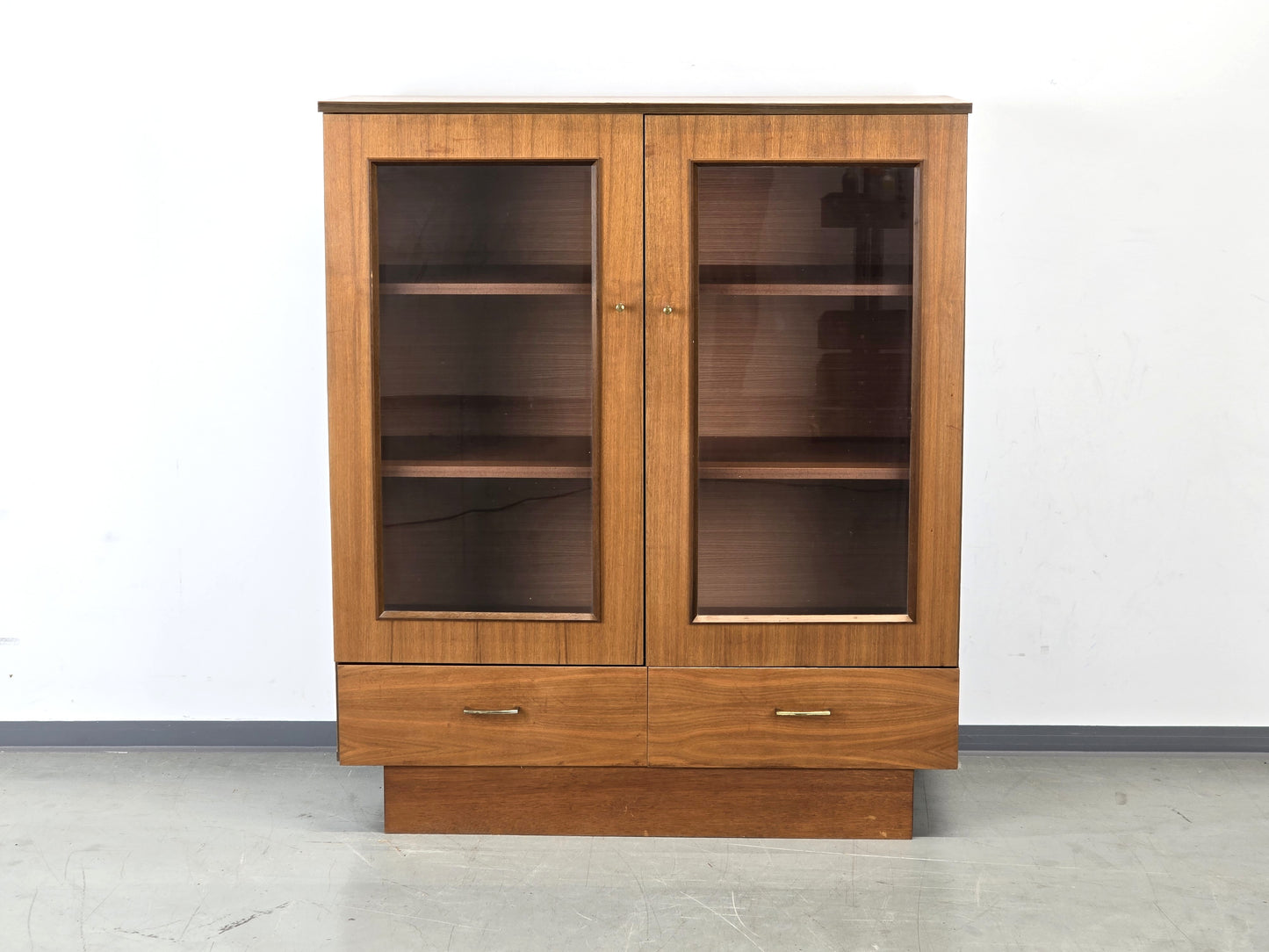 VINTAGE VITRINE Teak Highboard Glasschrank Bücherschrank 60er Mid Century Retro
