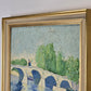 HANS LUCKAS Ölgemälde Impressionismus Paris Brücke Boot Rahmen Antik 1960