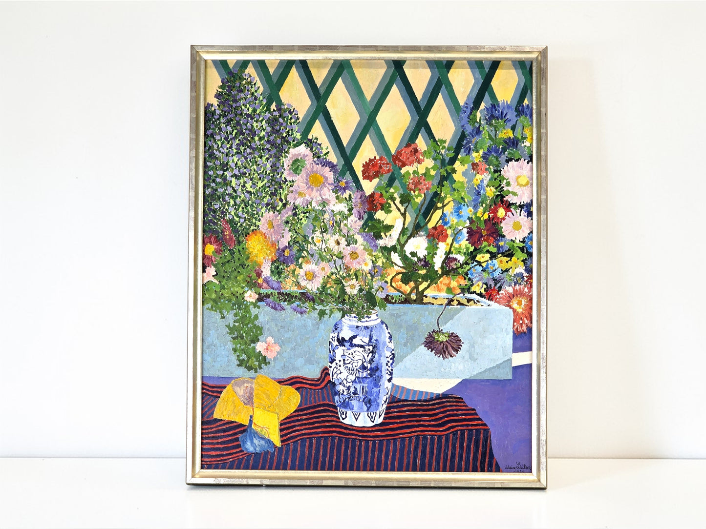 ALAIN LIÉTARD Öl Gemälde Blumen Stillleben 1961 Vintage Kunst Modern Freiburg