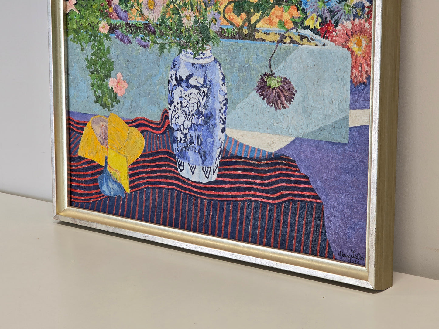 ALAIN LIÉTARD Öl Gemälde Blumen Stillleben 1961 Vintage Kunst Modern Freiburg