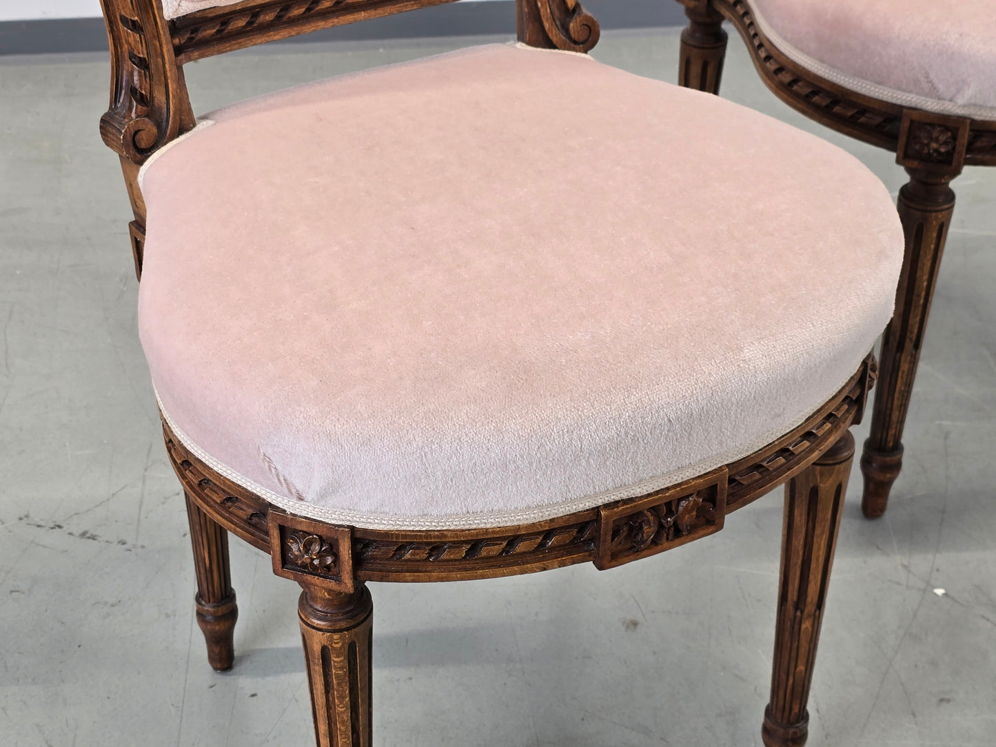 ANTIKER POLSTERSTUHL Rosa Samt Louis Seize Stil Vintage Shabby Chic Barock