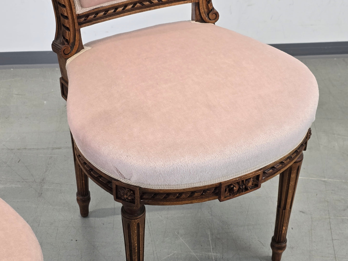 ANTIKER POLSTERSTUHL Rosa Samt Louis Seize Stil Vintage Shabby Chic Barock