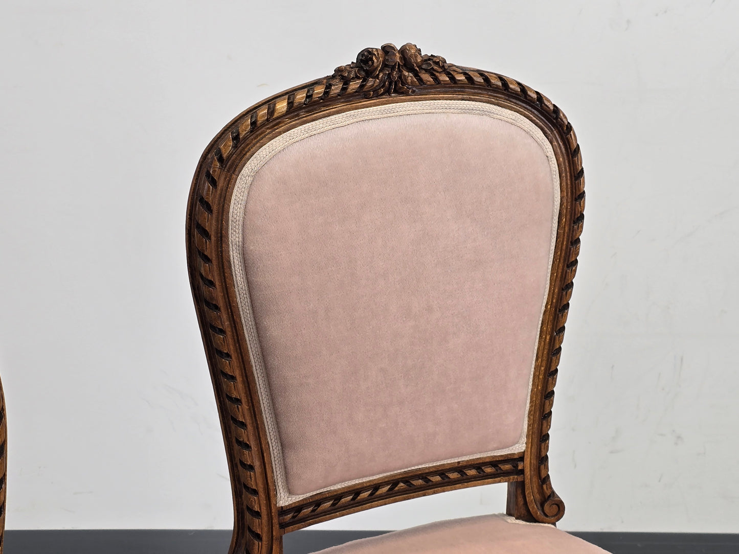 ANTIKER POLSTERSTUHL Rosa Samt Louis Seize Stil Vintage Shabby Chic Barock