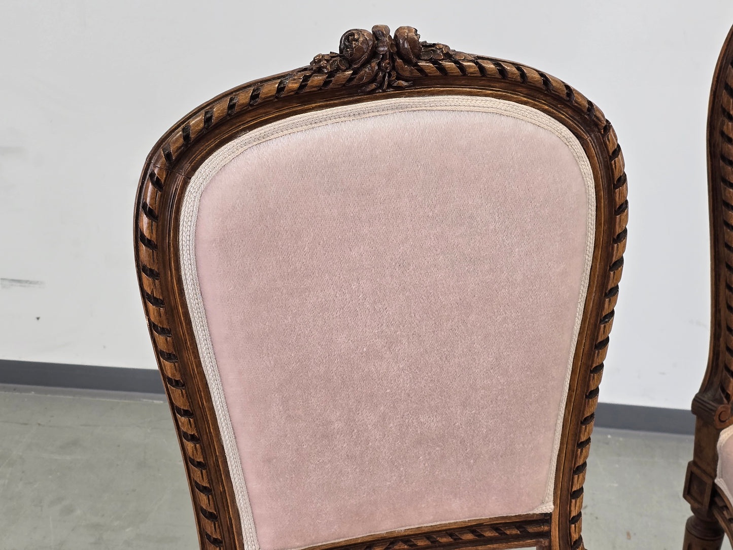 ANTIKER POLSTERSTUHL Rosa Samt Louis Seize Stil Vintage Shabby Chic Barock