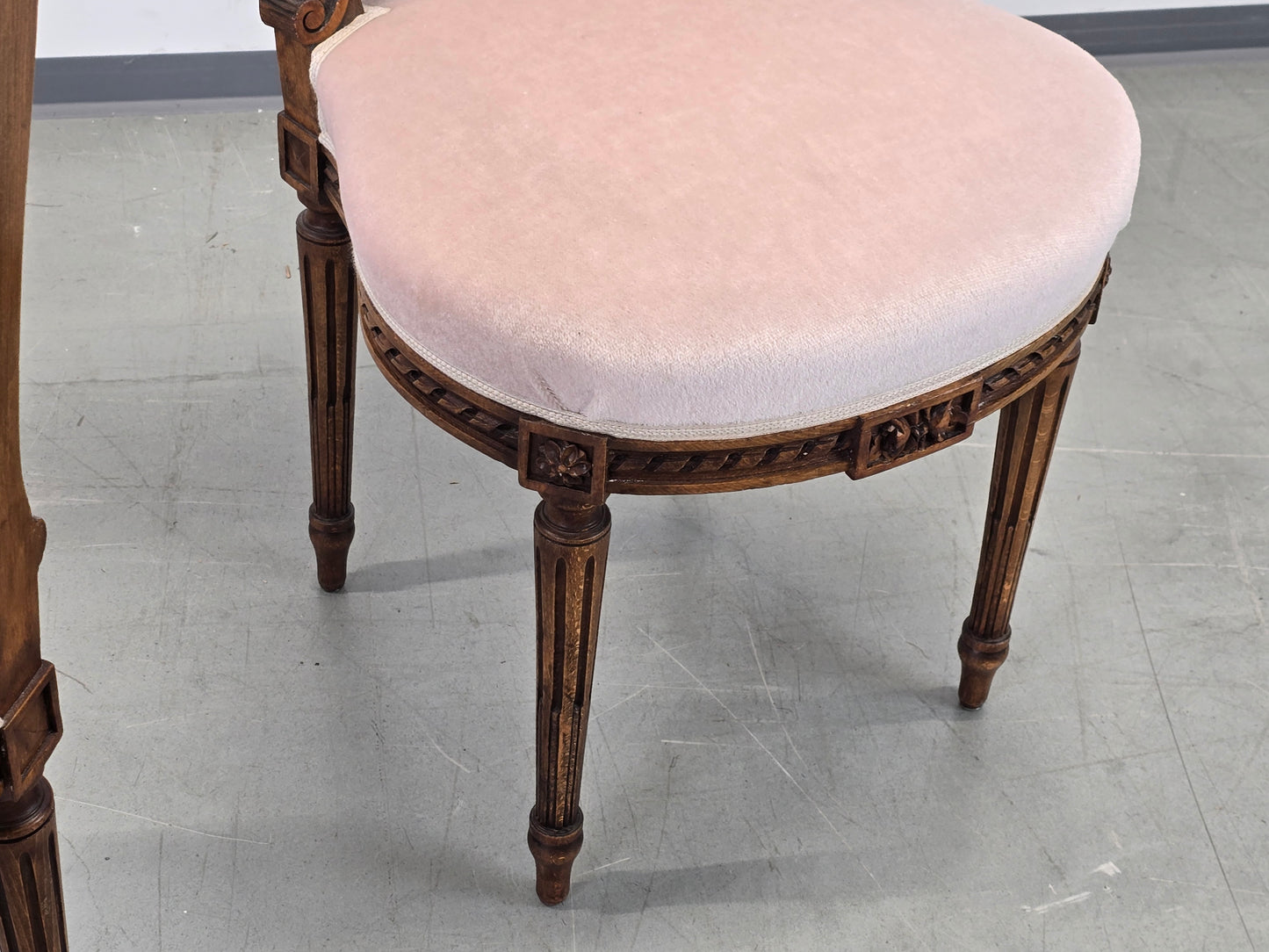 ANTIKER POLSTERSTUHL Rosa Samt Louis Seize Stil Vintage Shabby Chic Barock