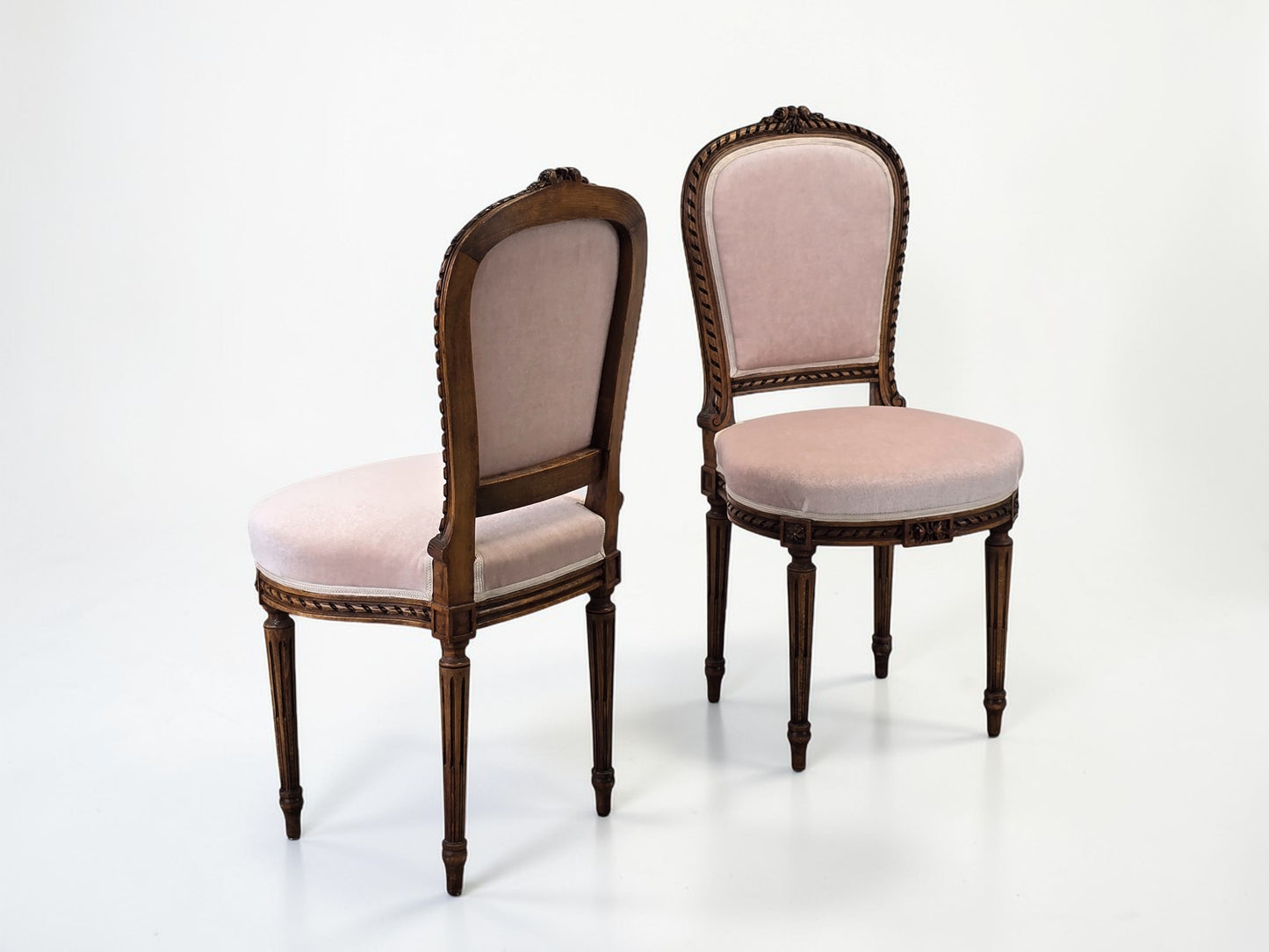 ANTIKER POLSTERSTUHL Rosa Samt Louis Seize Stil Vintage Shabby Chic Barock