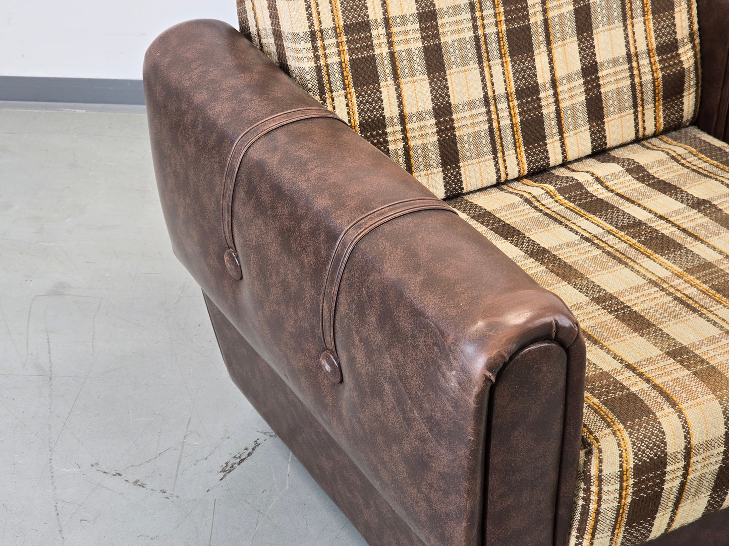 VINTAGE SESSEL Karo Design Clubsesel Retro 70er Jahre Mid Century Braun