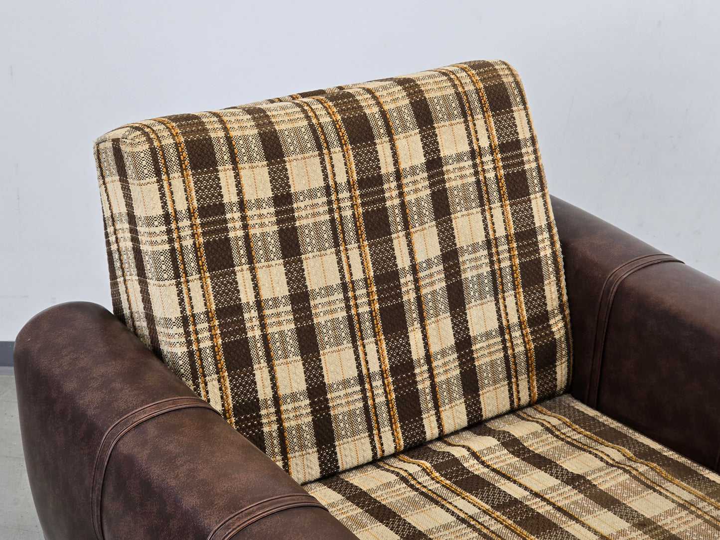 VINTAGE SESSEL Karo Design Clubsesel Retro 70er Jahre Mid Century Braun