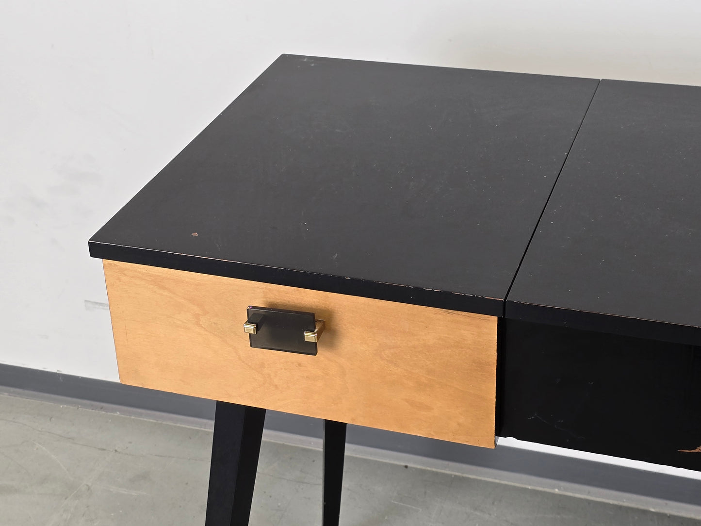 MID CENTURY Schreibtisch Schminktisch Frisiertisch Vintage 60er Jahre Schwarz