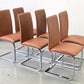 DESIGN FREISCHWINGER Leder-Optik Braun Chrom Stühle hochwertig 6er Set Modern