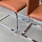 DESIGN FREISCHWINGER Leder-Optik Braun Chrom Stühle hochwertig 6er Set Modern