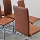 DESIGN FREISCHWINGER Leder-Optik Braun Chrom Stühle hochwertig 6er Set Modern