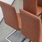 DESIGN FREISCHWINGER Leder-Optik Braun Chrom Stühle hochwertig 6er Set Modern