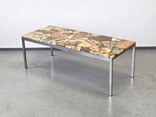 MID CENTURY COUCHTISCH Mosaik Stein Chrom vintage 70er Jahre Retro Wohnzimmertisch Design