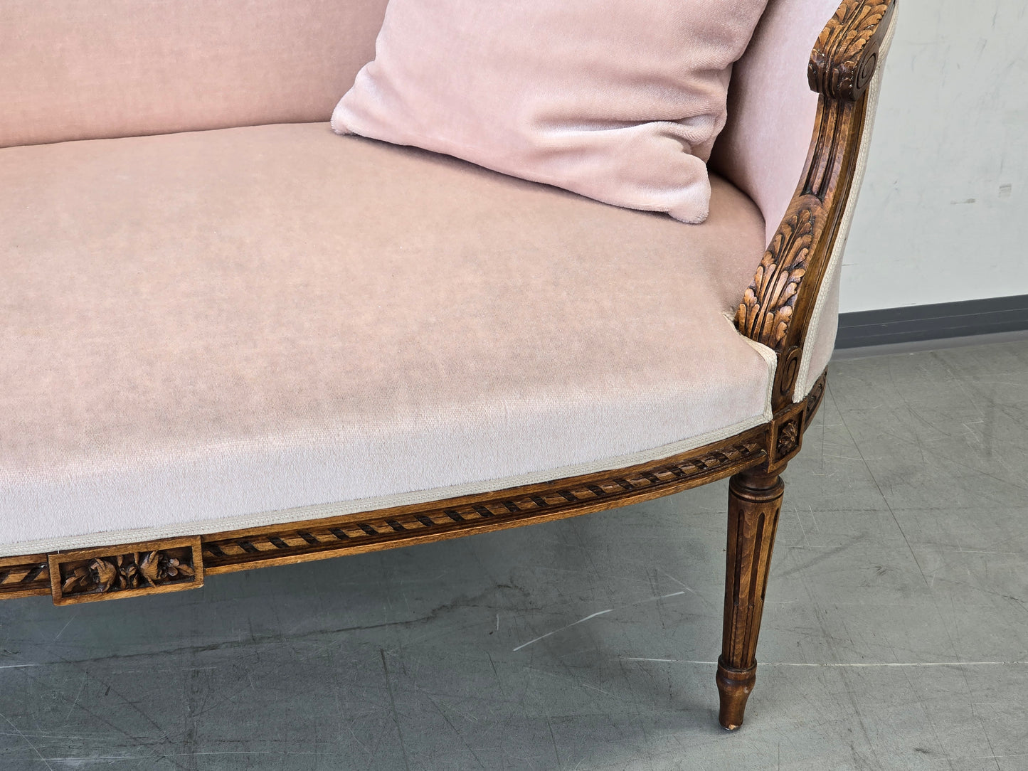 ANTIKES SOFA Rokoko Louis Seize Samt Rosa Couch Vintage Shabby Chic Barock