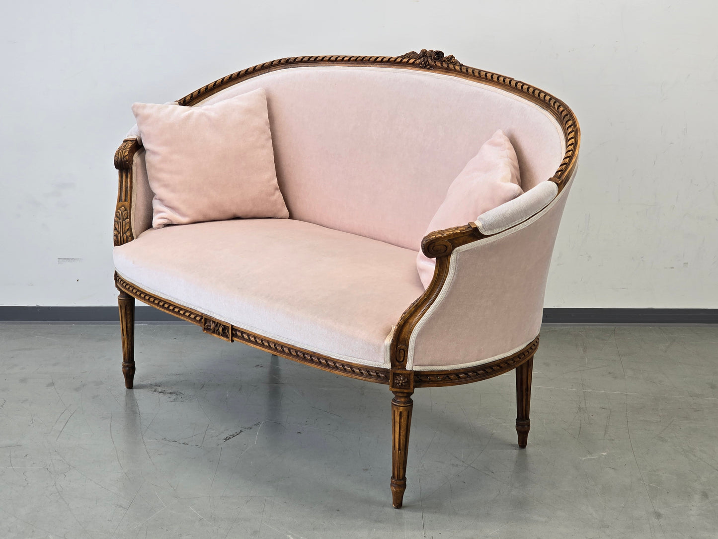 ANTIKES SOFA Rokoko Louis Seize Samt Rosa Couch Vintage Shabby Chic Barock