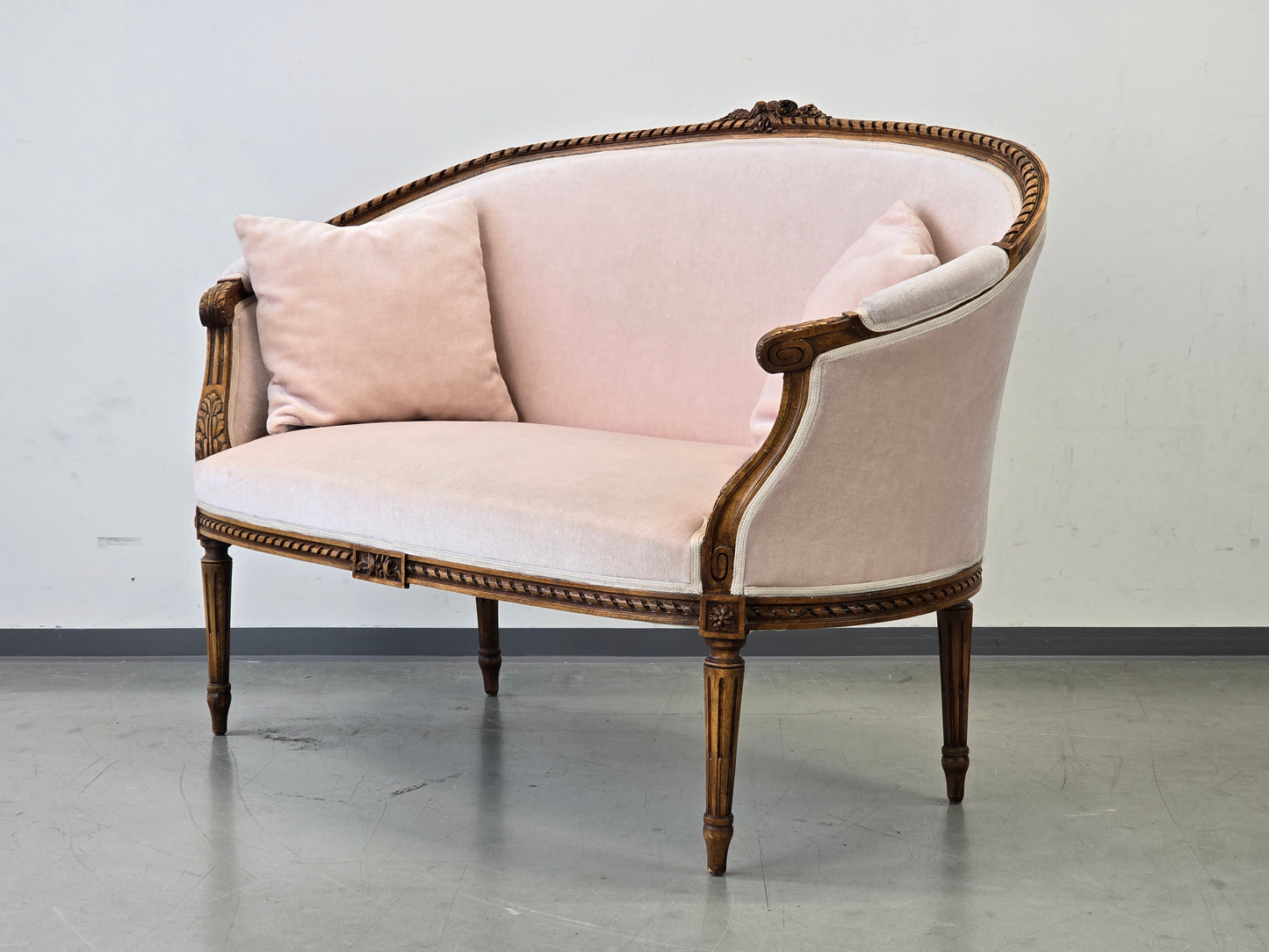 ANTIKES SOFA Rokoko Louis Seize Samt Rosa Couch Vintage Shabby Chic Barock