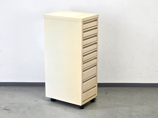 ROLLCONTAINER SCHRANK Metall Büro Vintage Werkstatt Industriestil Ablage Beige