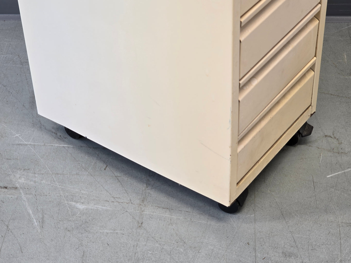 ROLLCONTAINER SCHRANK Metall Büro Vintage Werkstatt Industriestil Ablage Beige