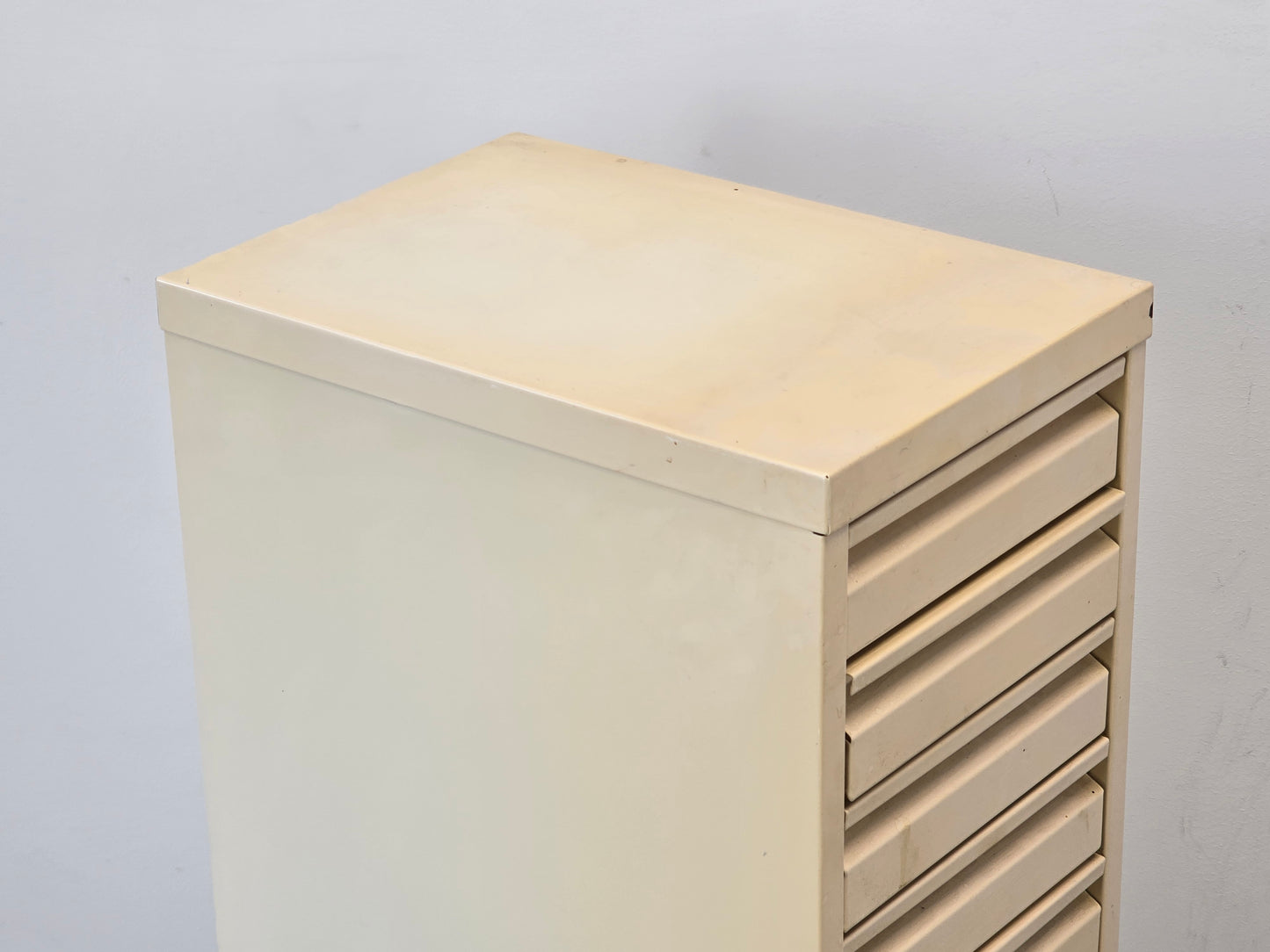 ROLLCONTAINER SCHRANK Metall Büro Vintage Werkstatt Industriestil Ablage Beige