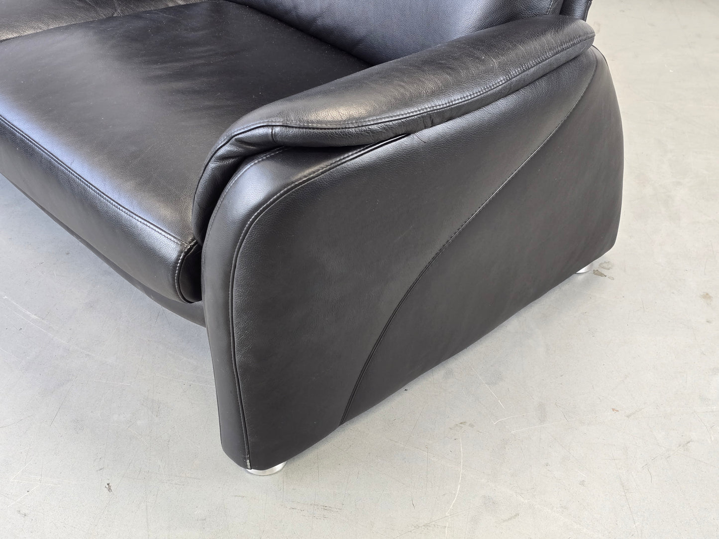 W.SCHILLIG LEDERSOFA Schwarz 2-Sitzer Designer Couch Leder Top Zustand AY4