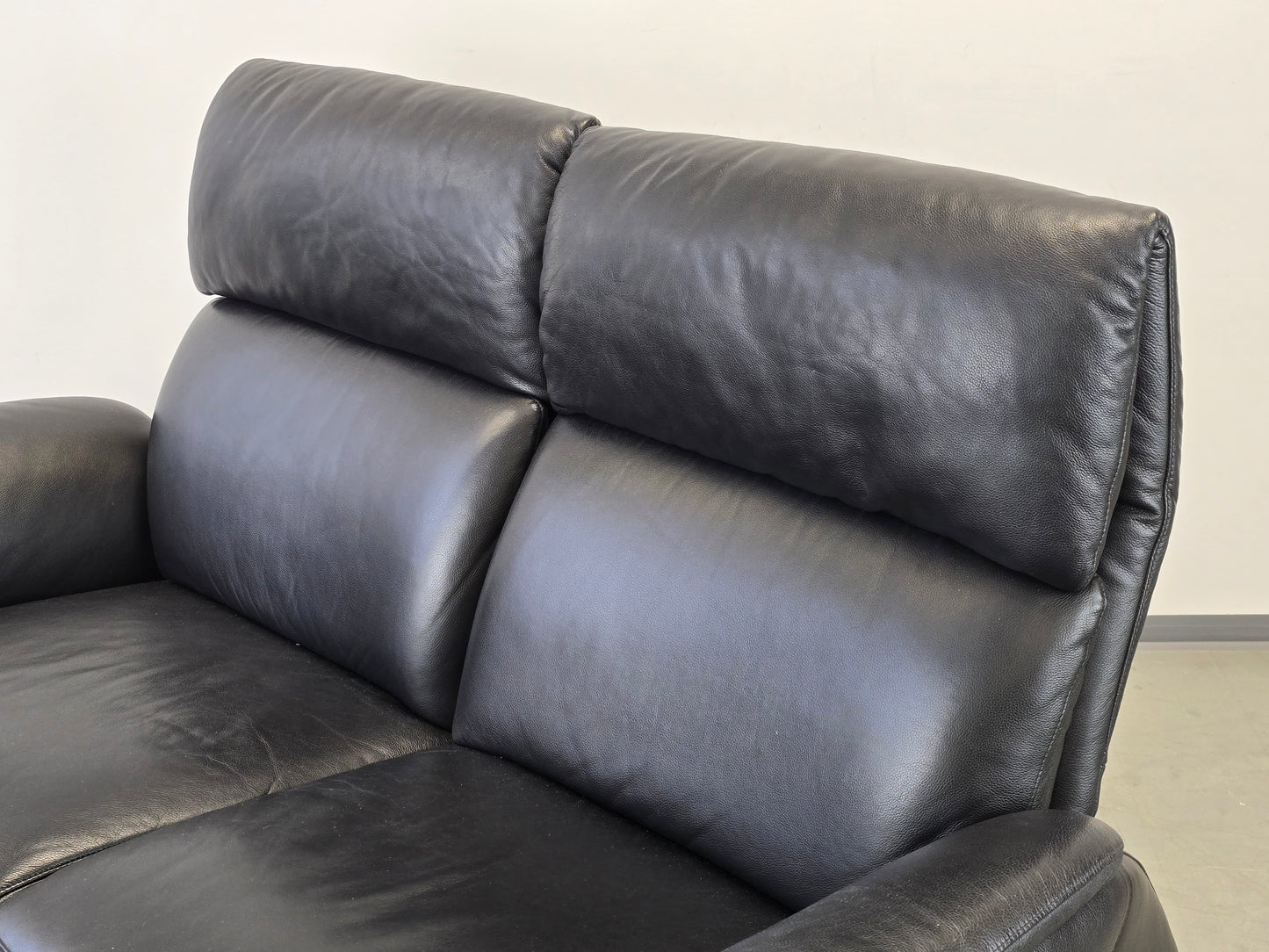 W.SCHILLIG LEDERSOFA Schwarz 2-Sitzer Designer Couch Leder Top Zustand AY4