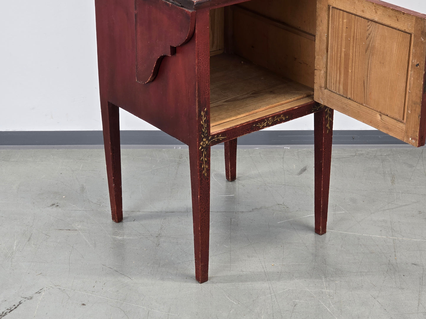 VINTAGE NACHTTISCH Beistelltisch Rot Gold Chinoiserie Antik Schränkchen Kommode
