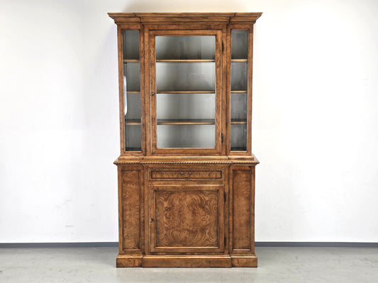 ANTIKER VITRINENSSCHRANK Bücherschrank Schrank Massivholz Vintage Wurzelholz Optik
