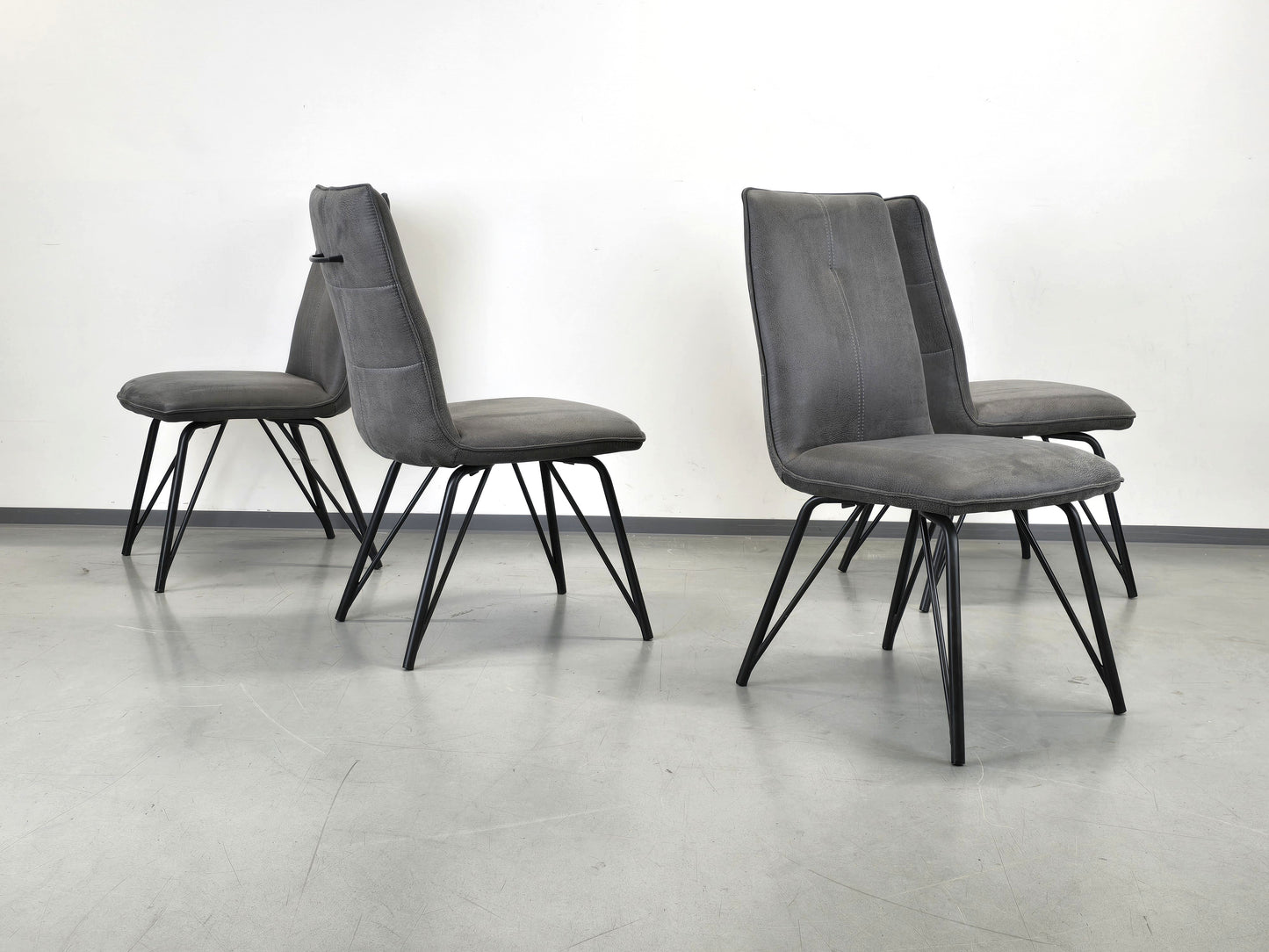 ESSZIMMERSTÜHLE POLSTERSTUHL Grau Industrial Design Vintage Leder-Optik 4