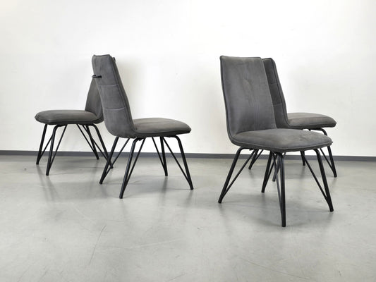 ESSZIMMERSTÜHLE POLSTERSTUHL Grau Industrial Design Vintage Leder-Optik 4