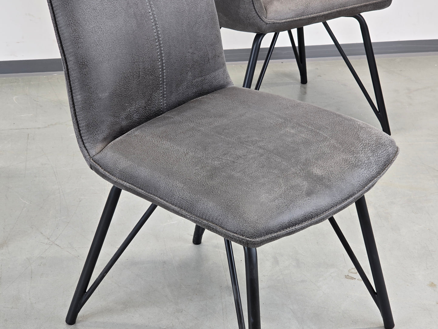 ESSZIMMERSTÜHLE POLSTERSTUHL Grau Industrial Design Vintage Leder-Optik 4