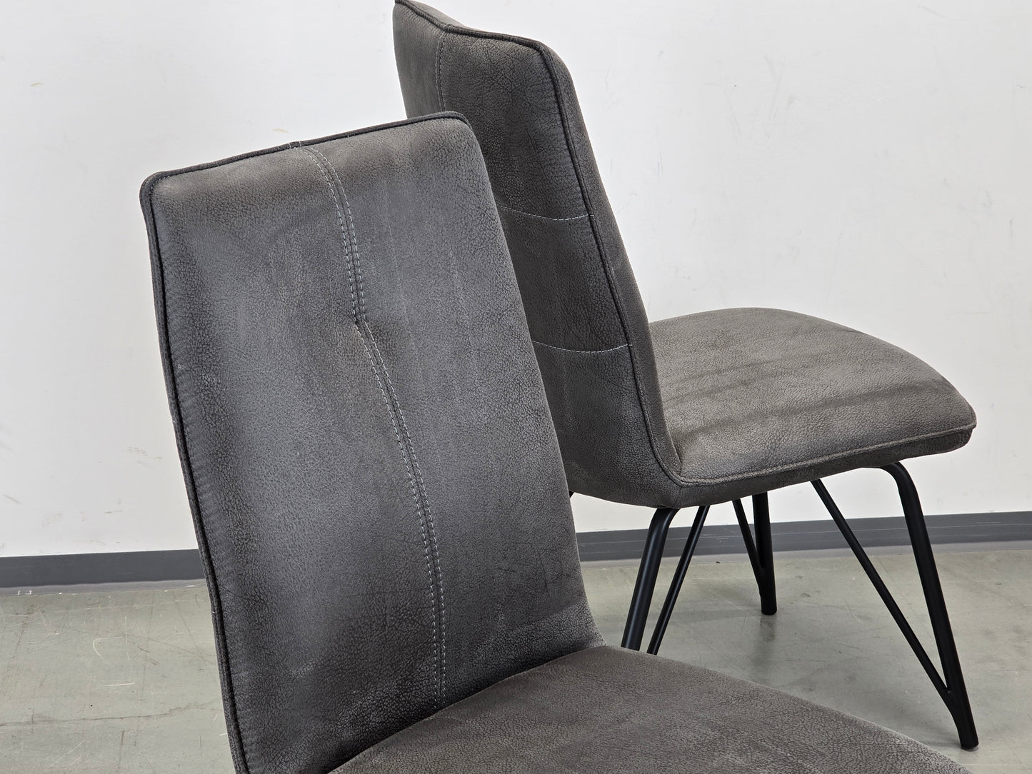 ESSZIMMERSTÜHLE POLSTERSTUHL Grau Industrial Design Vintage Leder-Optik 4