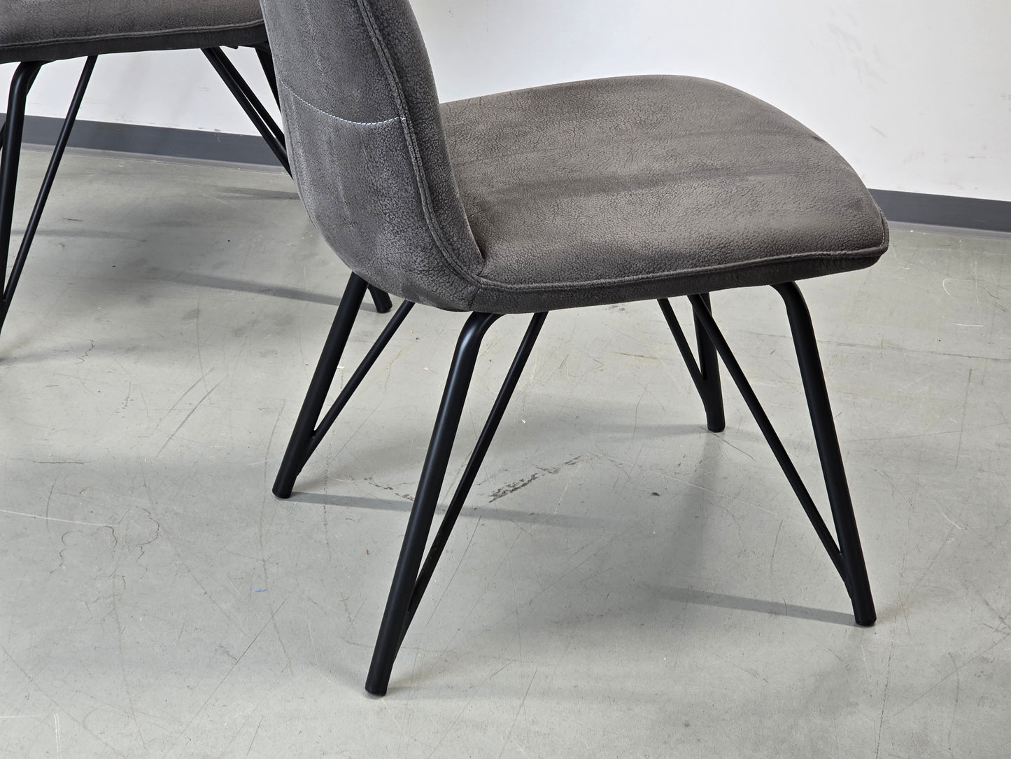 ESSZIMMERSTÜHLE POLSTERSTUHL Grau Industrial Design Vintage Leder-Optik 4