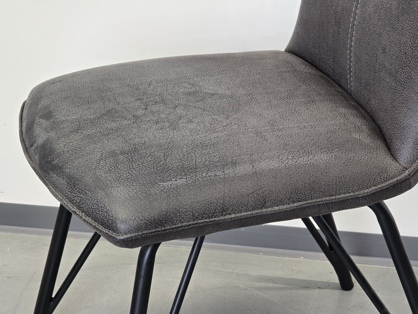 ESSZIMMERSTÜHLE POLSTERSTUHL Grau Industrial Design Vintage Leder-Optik 4