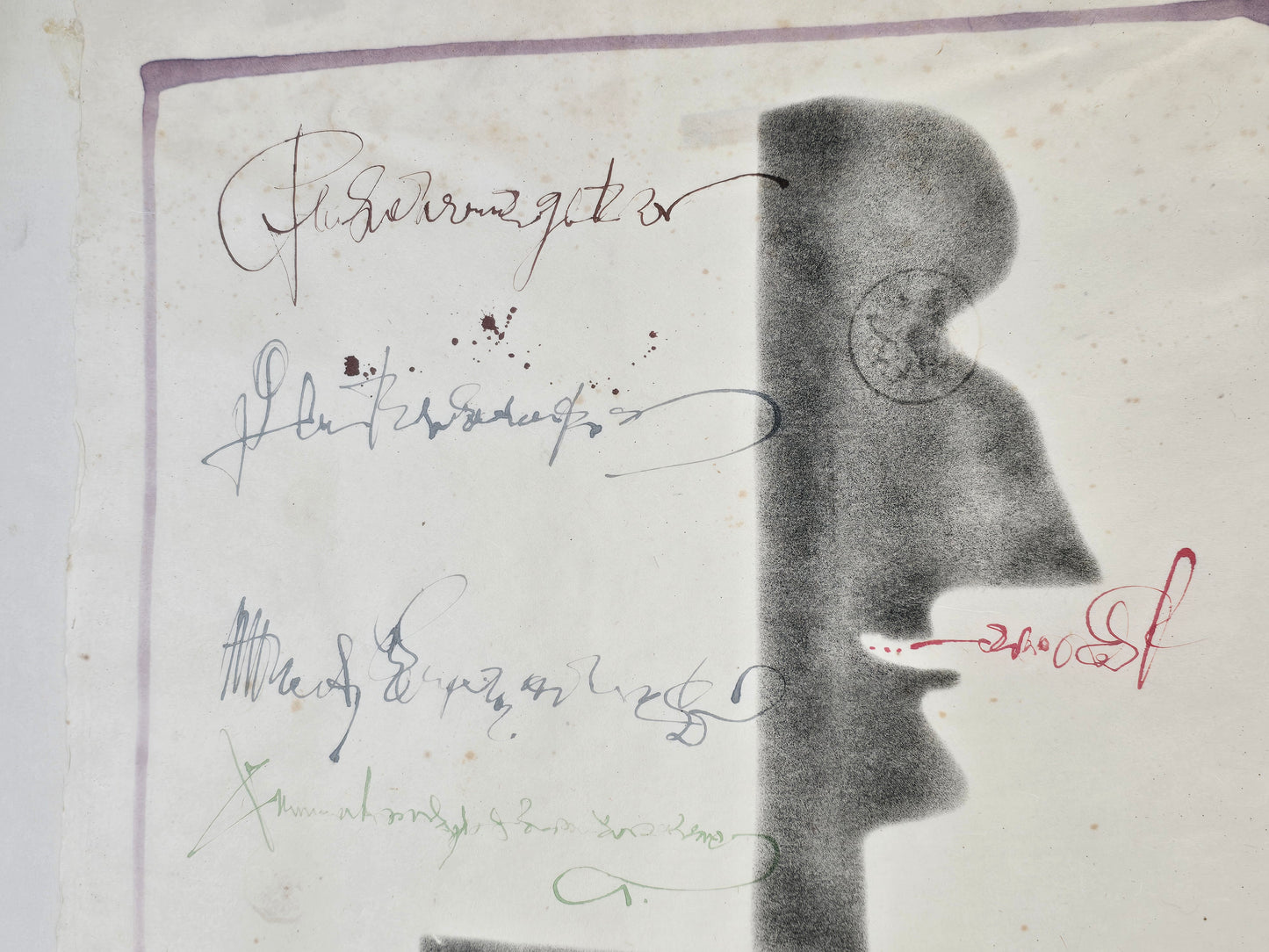 LUBOMÍR ŠTEFFEK Mischtechnik 1972 Surrealismus Grafik Original Kunst Tschechien