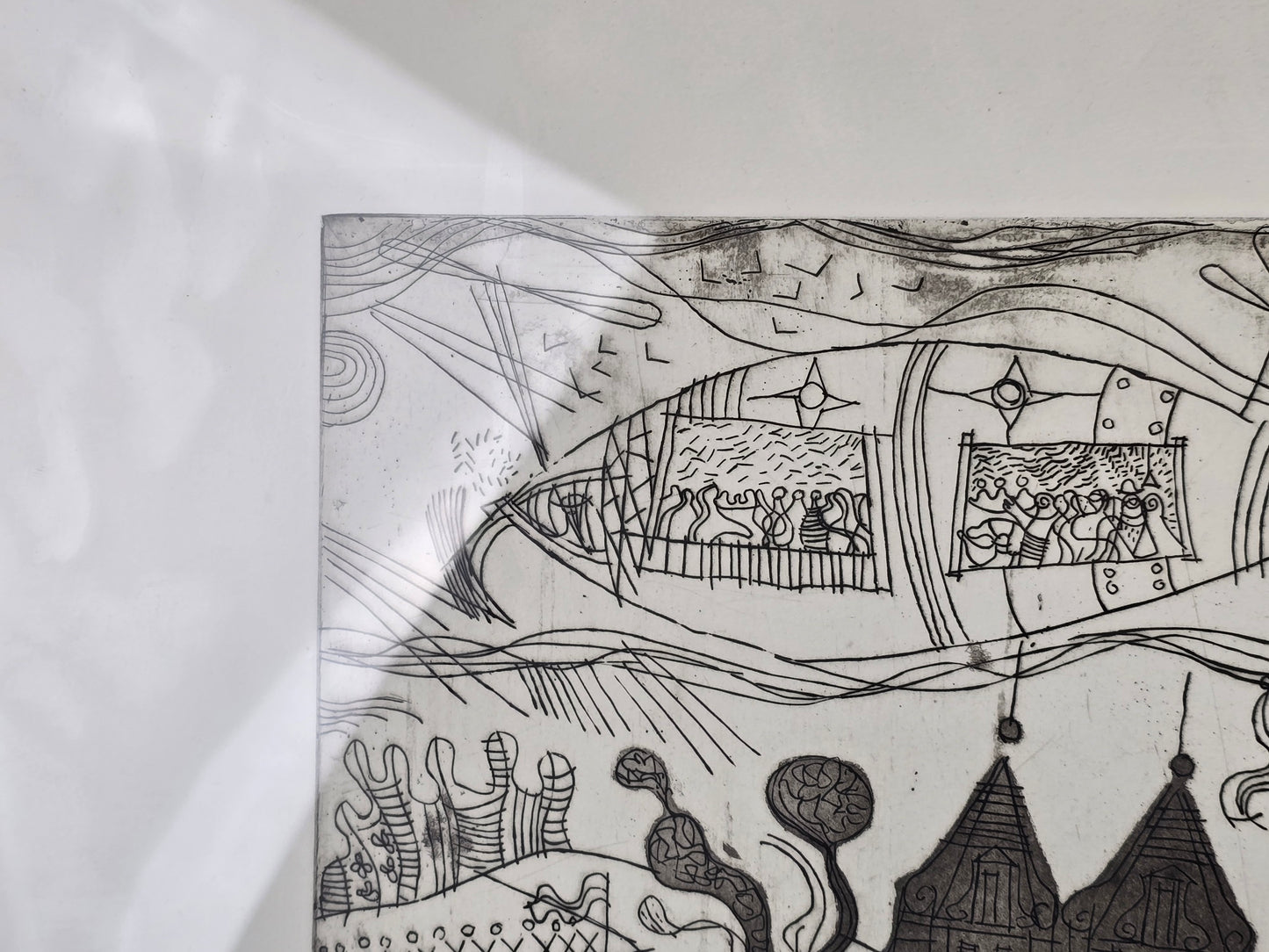 EBERHARD SCHIPPAN Radierung Grafik signiert Limitiert Kunst Bild antik Zeppelin