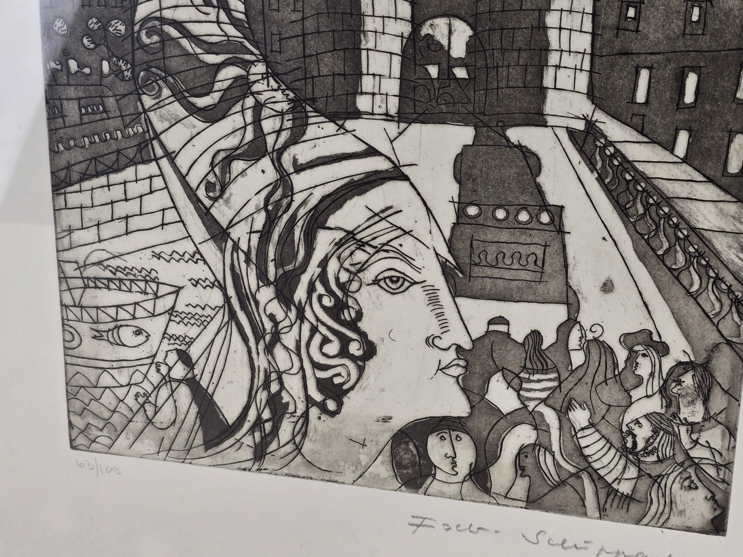 EBERHARD SCHIPPAN Radierung Grafik signiert Limitiert Kunst Bild antik Zeppelin