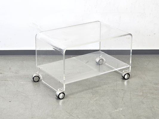 MICHEL DUMAS Rollwagen Barwagen Acryl Glas Vintage 70er Plexiglas Design Beistell