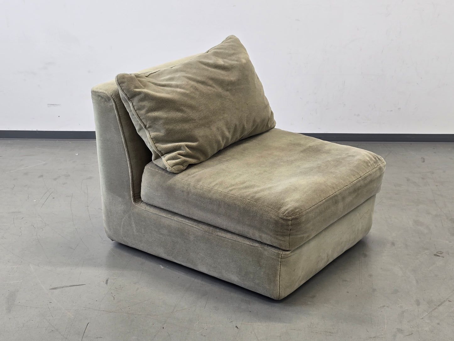 MUSTERRING SESSEL Vintage Sofa Modul Lounge Samt Retro 70er Jahre Beige Sand