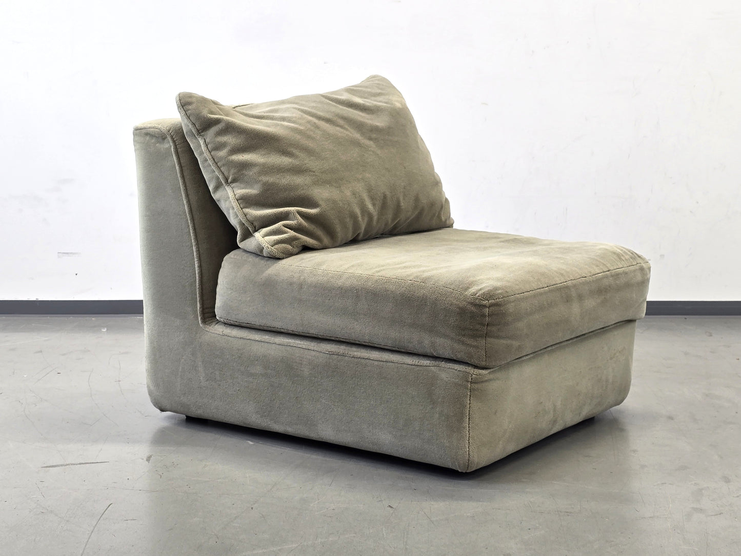 MUSTERRING SESSEL Vintage Sofa Modul Lounge Samt Retro 70er Jahre Beige Sand