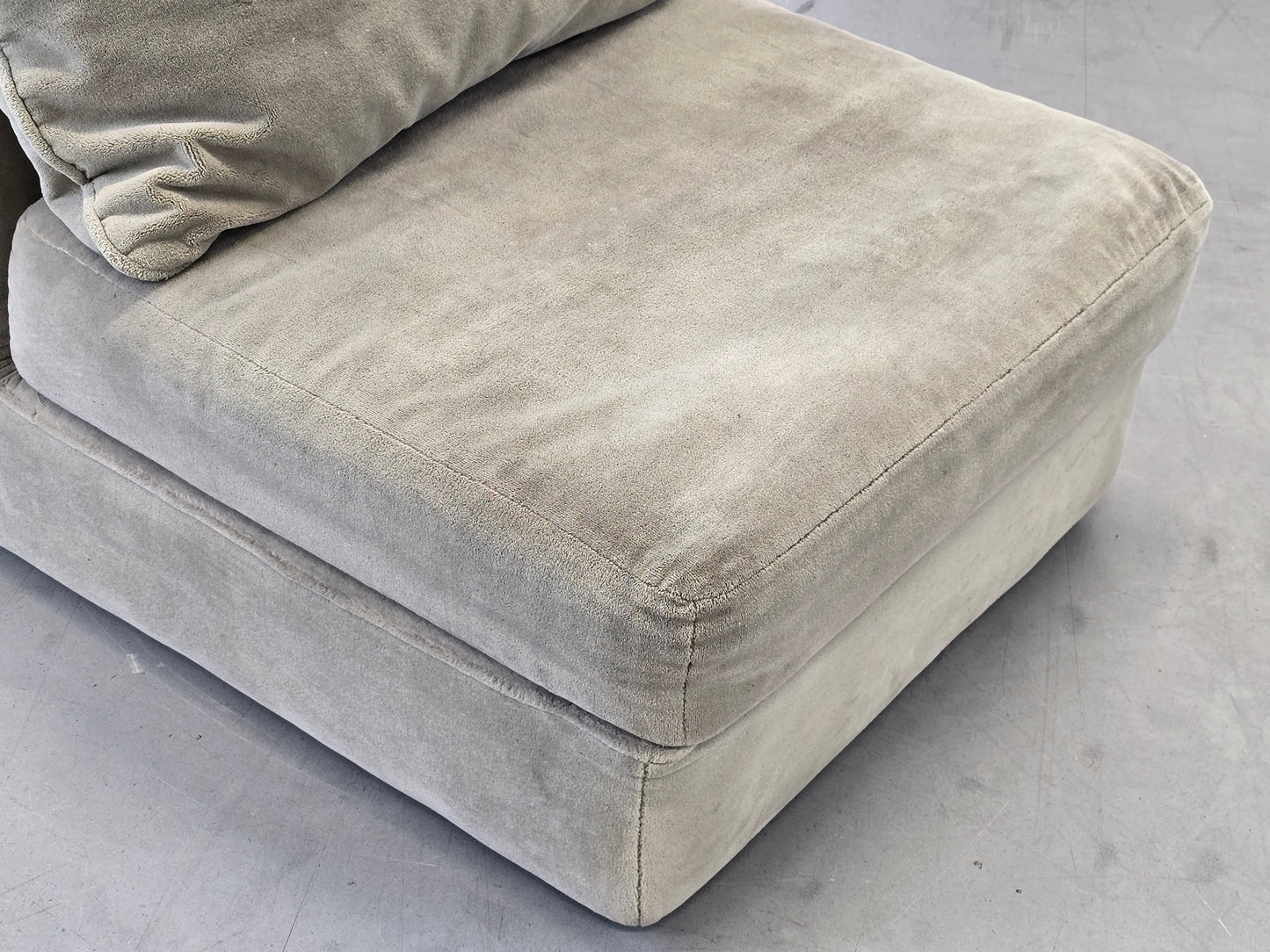 MUSTERRING SESSEL Vintage Sofa Modul Lounge Samt Retro 70er Jahre Beige Sand