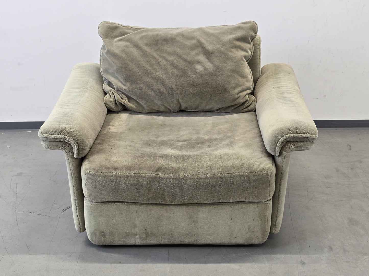 MUSTERRING SESSEL Vintage Sofa Modul Lounge Samt Retro 70er Jahre Beige Sand