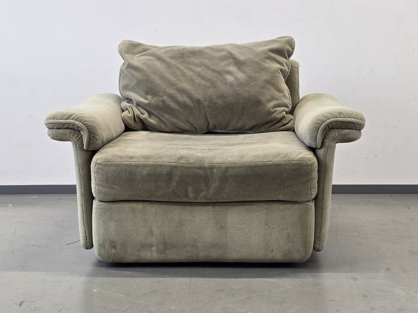 MUSTERRING SESSEL Vintage Sofa Modul Lounge Samt Retro 70er Jahre Beige Sand