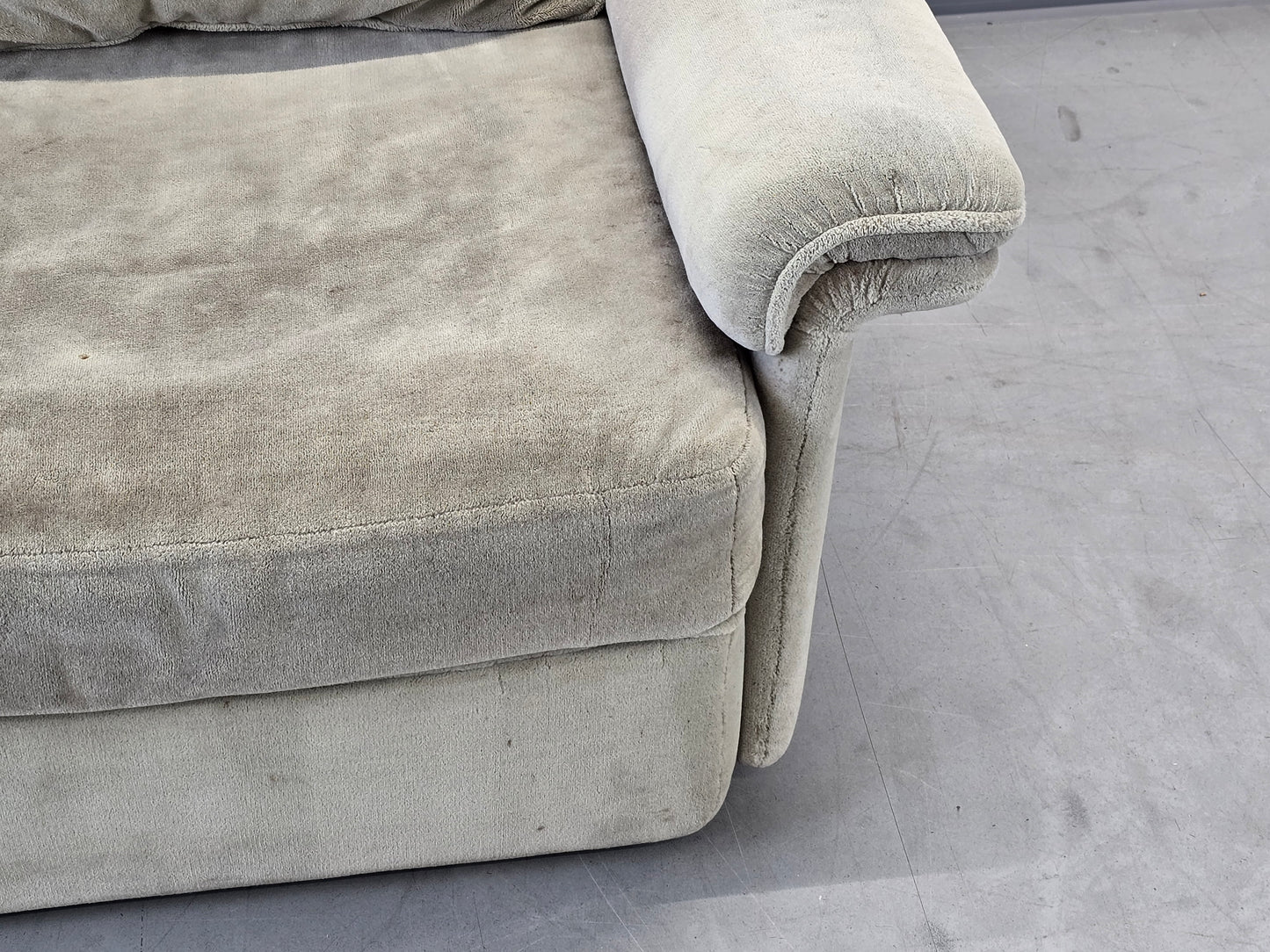 MUSTERRING SESSEL Vintage Sofa Modul Lounge Samt Retro 70er Jahre Beige Sand