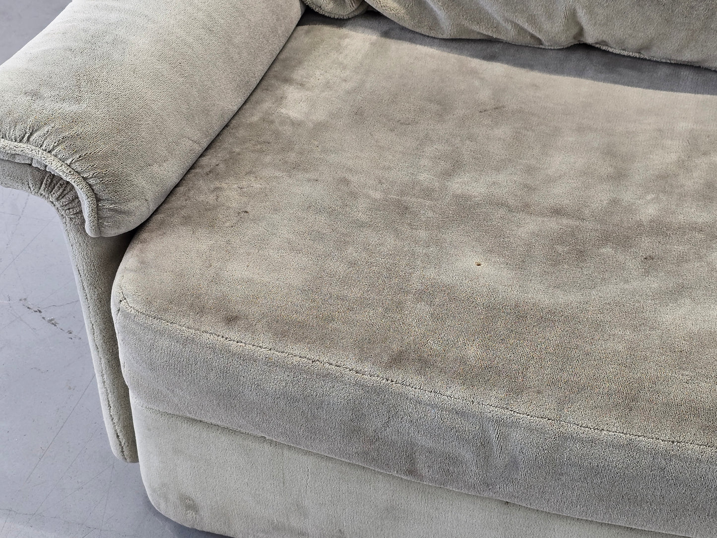 MUSTERRING SESSEL Vintage Sofa Modul Lounge Samt Retro 70er Jahre Beige Sand